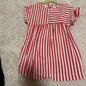 Zara girls 3-4 red and white striped dress gently warn